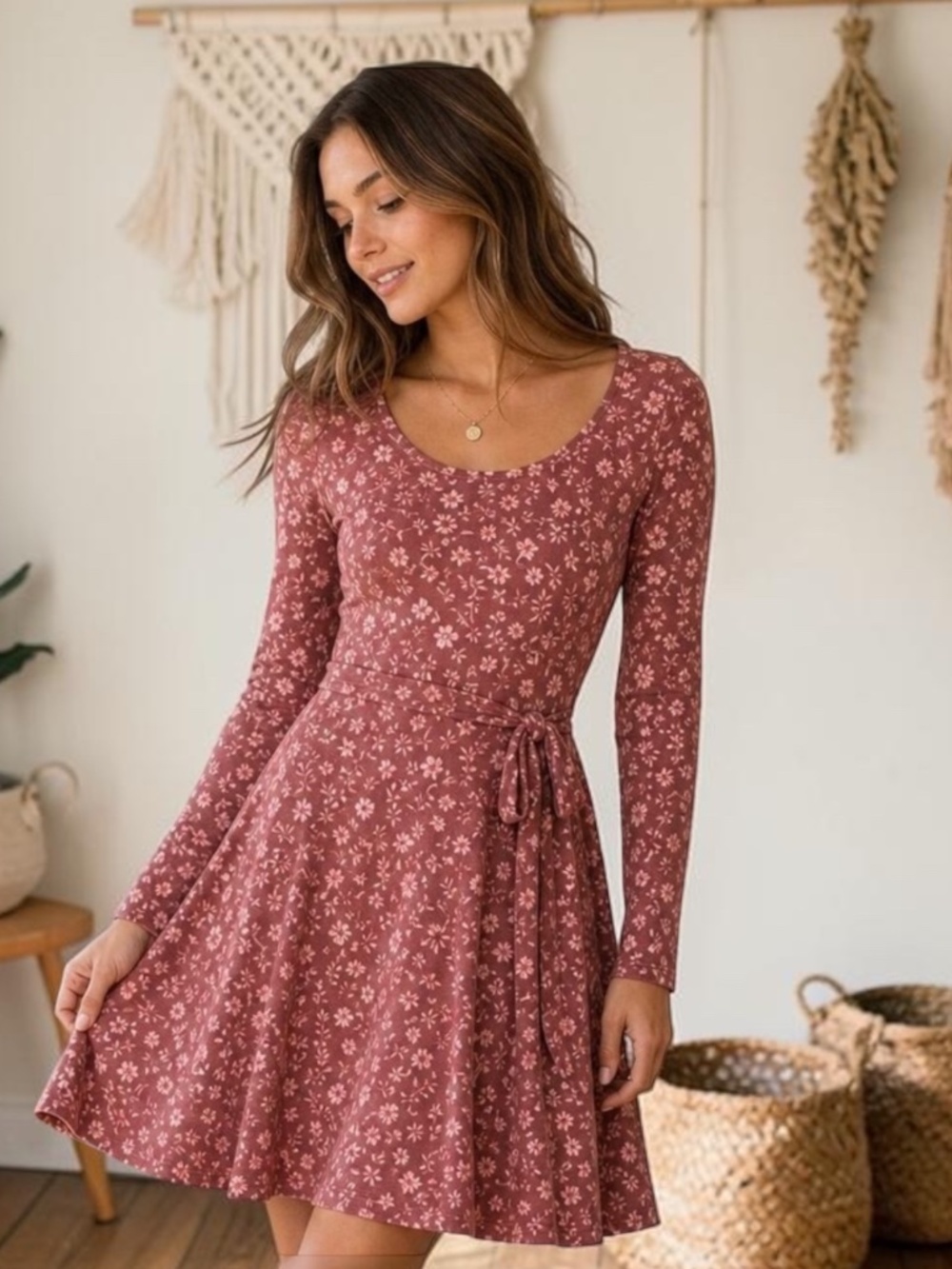 Pact Organic Cotton Floral Fit & Flare Midi Dress Size M Feminine Romantic Boho